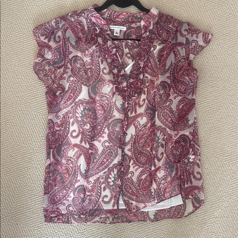 Banana Republic Burgundy Paisley Blouse